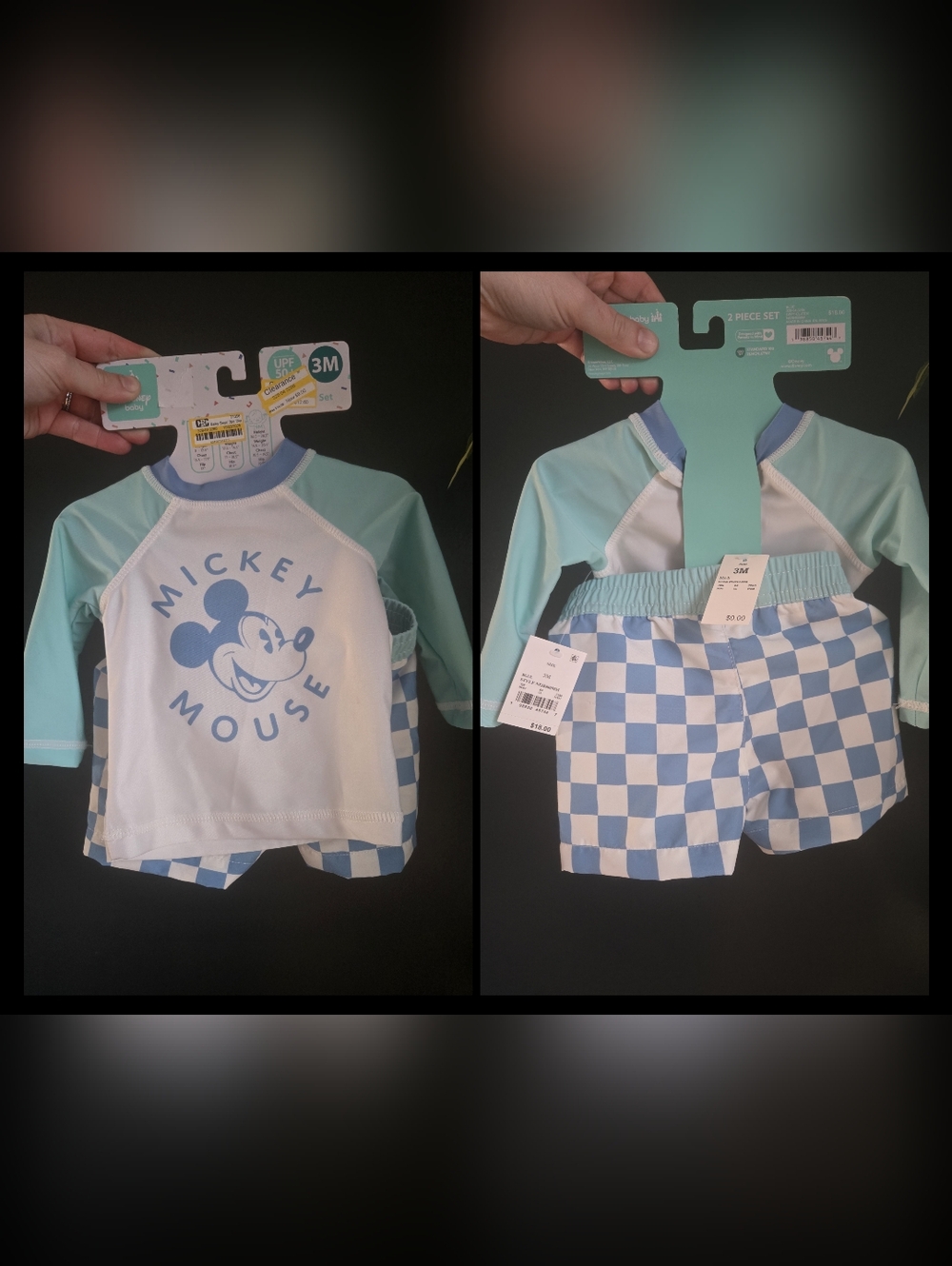 Disney Baby Mickey Rash Guard With Swim Trunks NWT 3 Months